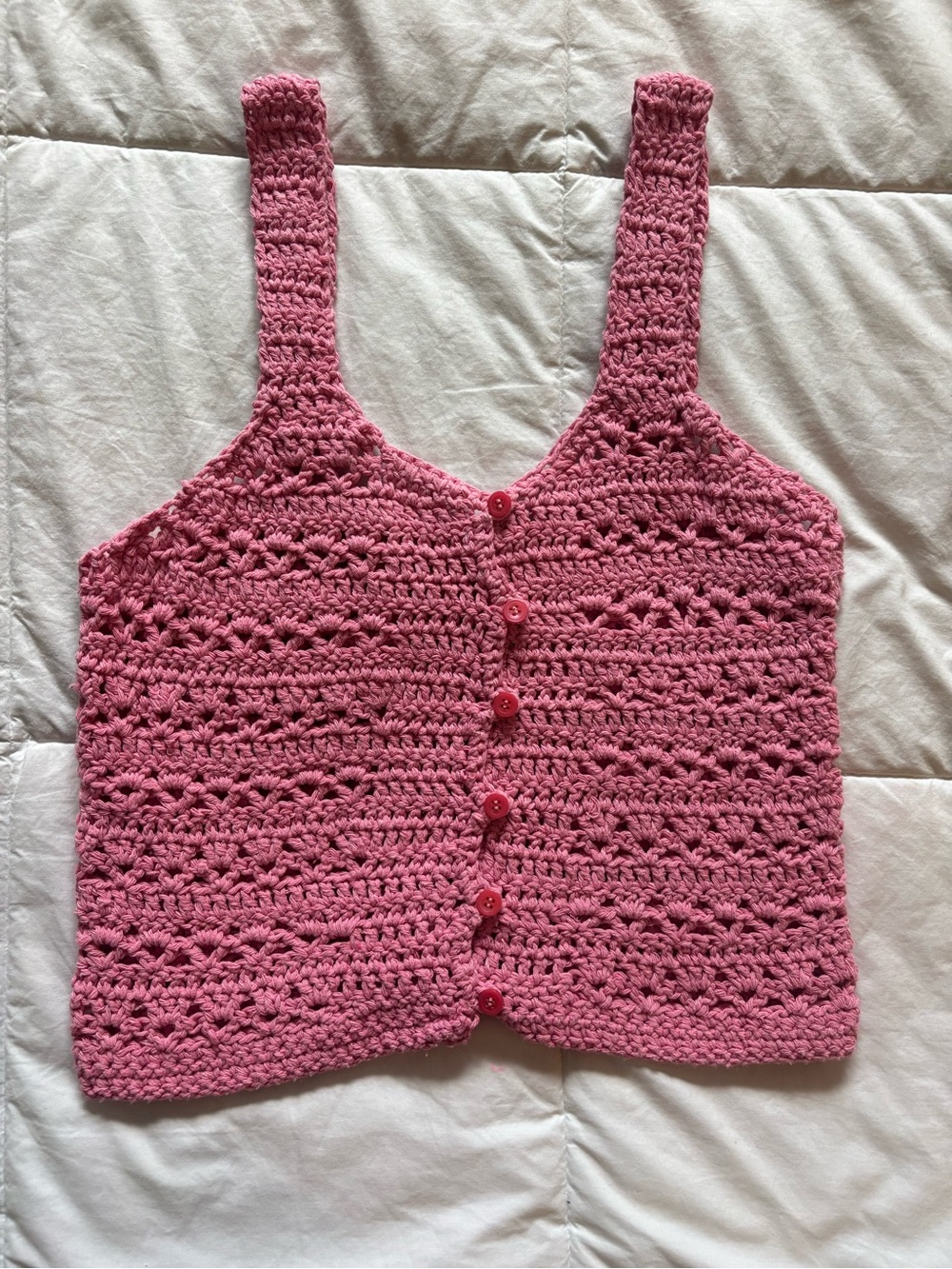 Pink Crotchet Button up Crop Top